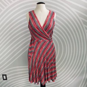 Bailey 44 Emile Striped Faux Wrap Jersey Sleeveless Dress, Small